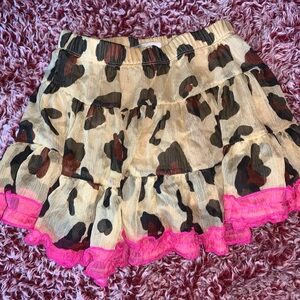 Tan and Brown Camouflage Skirt with Pink Ruffle